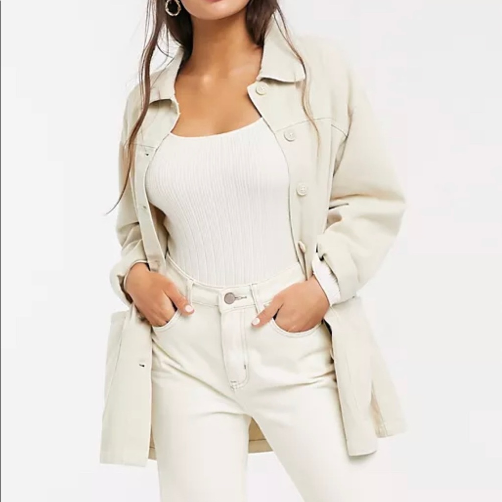 Pull&Bear Ecru / Beige Oversized Jacket - Size S